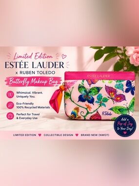 Estée Lauder x Ruben Toledo Butterfly Makeup Bag Pouch New